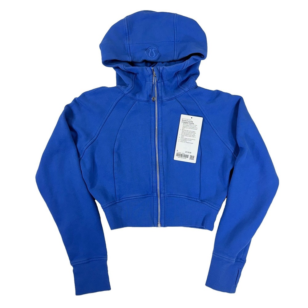 Lululemon Scuba Full-Zip Cropped Hoodie Size 6 RARE Blazer Blue Tone Blue